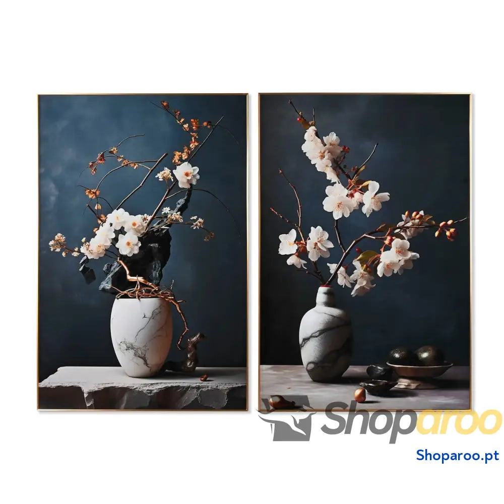 Pintura Home ESPRIT Oriental Vaso 80 x 3 120 cm (2 Unidades)