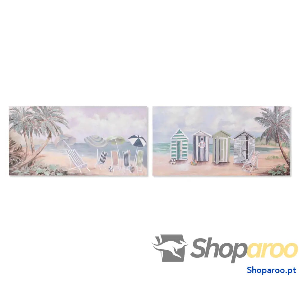 Pintura Home ESPRIT Praia Mediterrâneo 120 x 3 60 cm (2 Unidades)