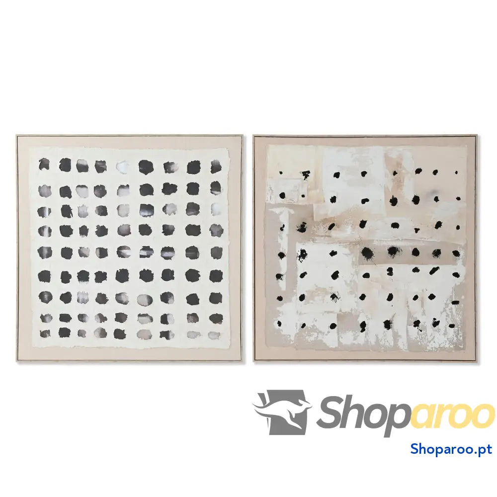 Pintura Home ESPRIT Preto Bege Juta poliestireno Abstrato Moderno 102 x 3,2 cm (2 Unidades)