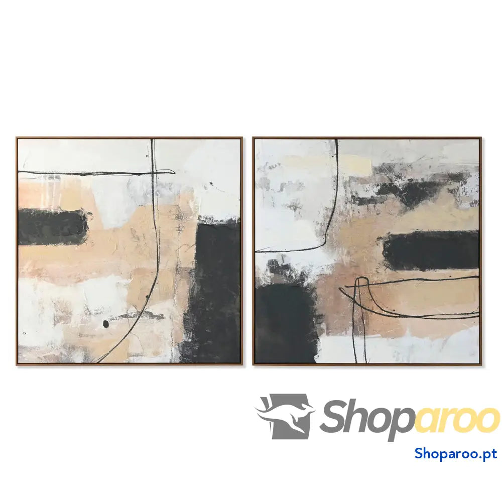 Pintura Home ESPRIT Preto Dourado Abstrato Urbana 100 x 4 cm (2 Unidades)
