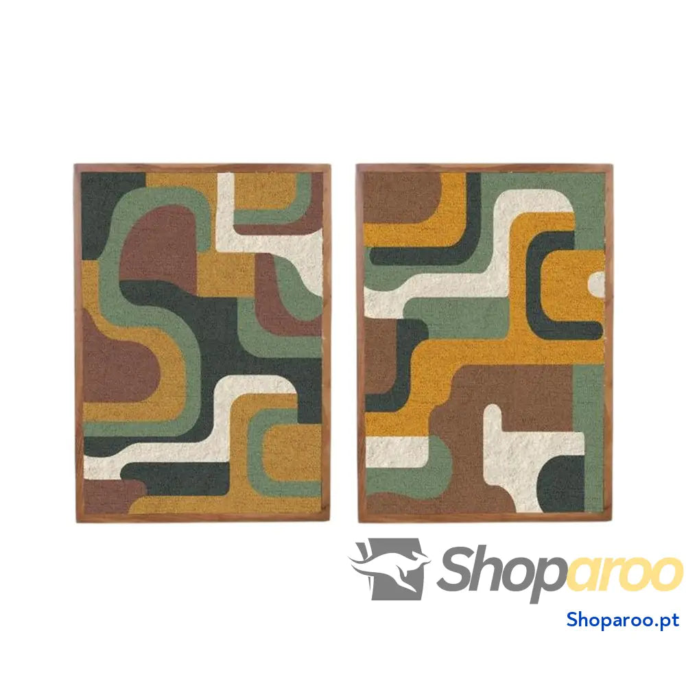 Pintura Home ESPRIT Verde Mostarda Moderno Urbana 75 x 3 105 cm (2 Unidades)