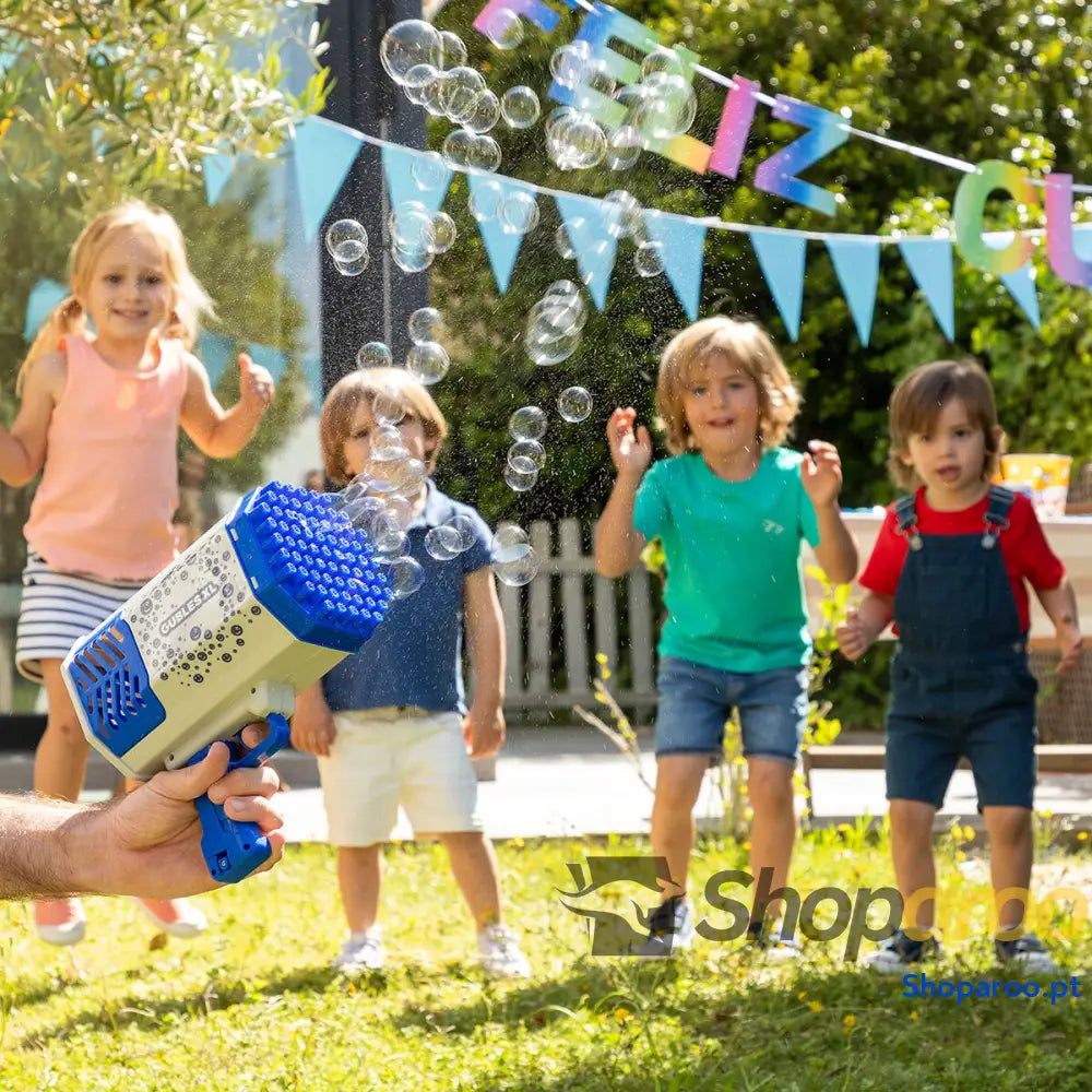 Pistola de Bolas Sabão Gigantes com LED para Festas e Diversão