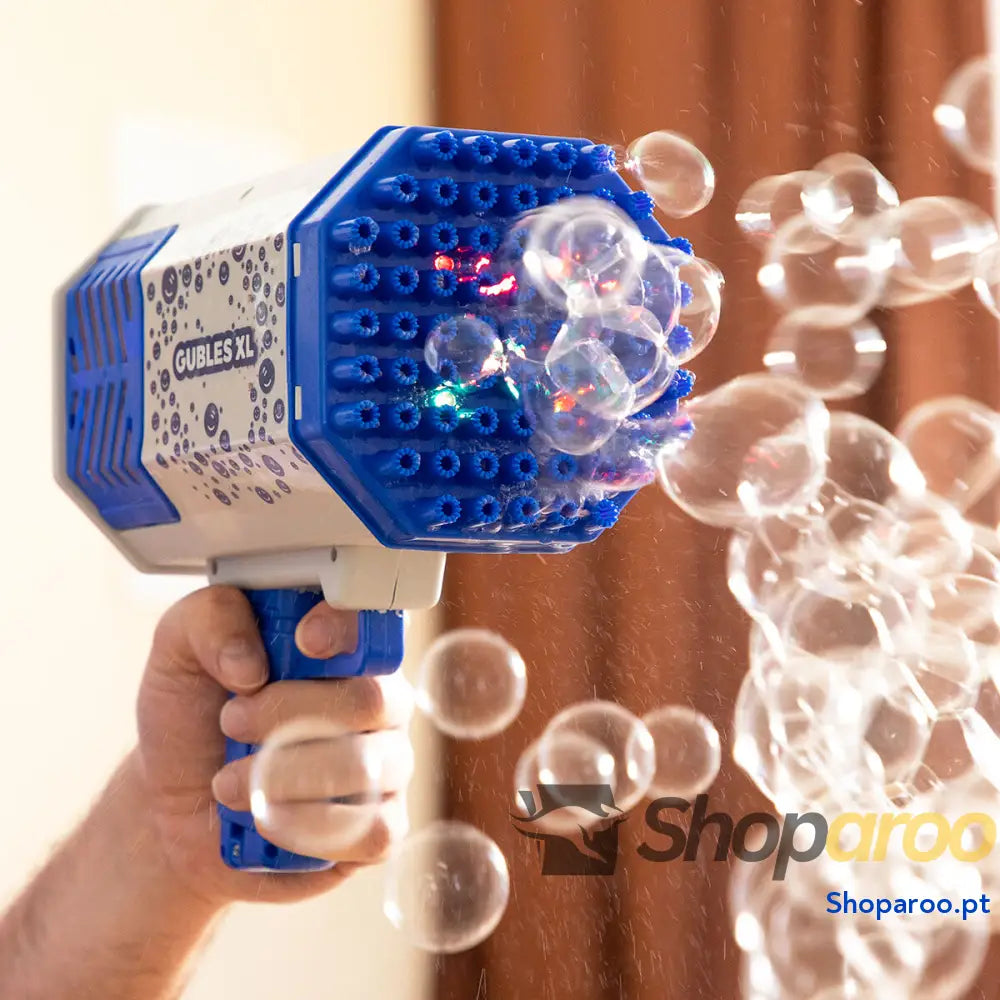 Pistola de Bolas Sabão Gigantes com LED para Festas e Diversão
