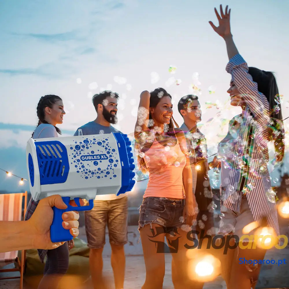 Pistola de Bolas Sabão Gigantes com LED para Festas e Diversão