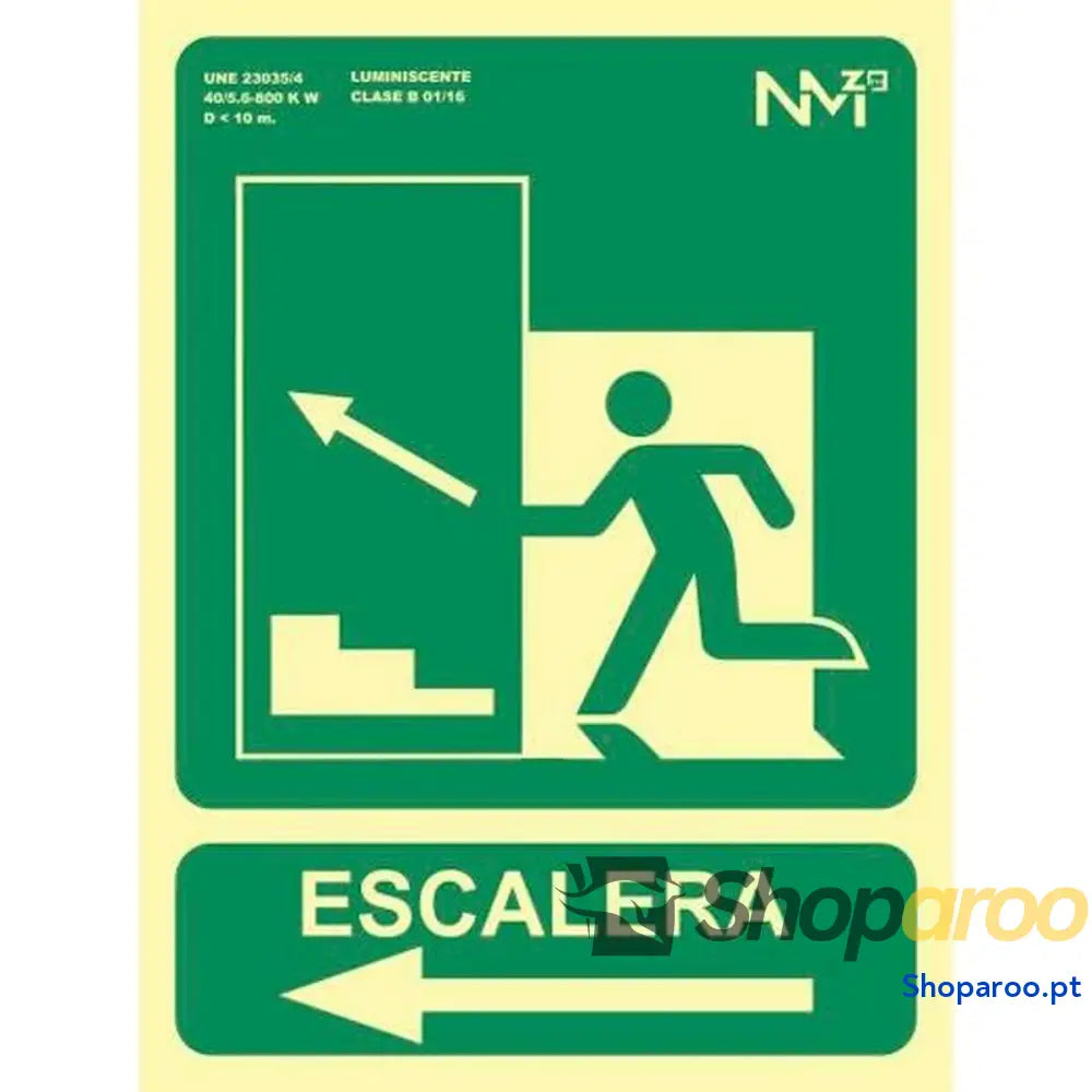 Placa Archivo 2000 ’SALIDA DE EMERGENCIA ESCALERA SUBE IZQUIERDA’ PVC 22,4 x 30 cm