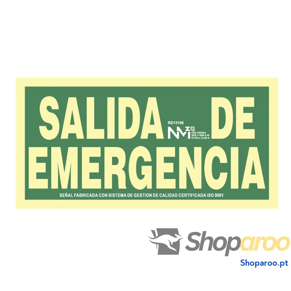 Placa Normaluz Salida de emergencia PVC 30 x 15 cm