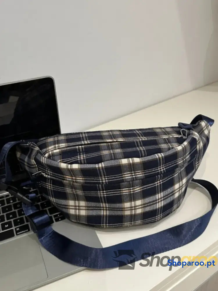 Plaid Adjustable Strap Crossbody Bag