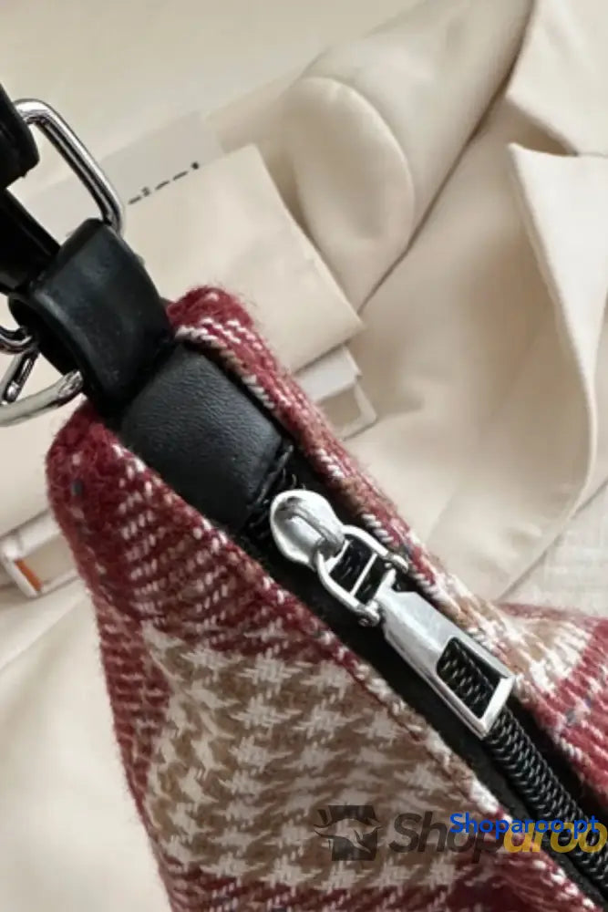 Plaid Adjustable Strap Handbag