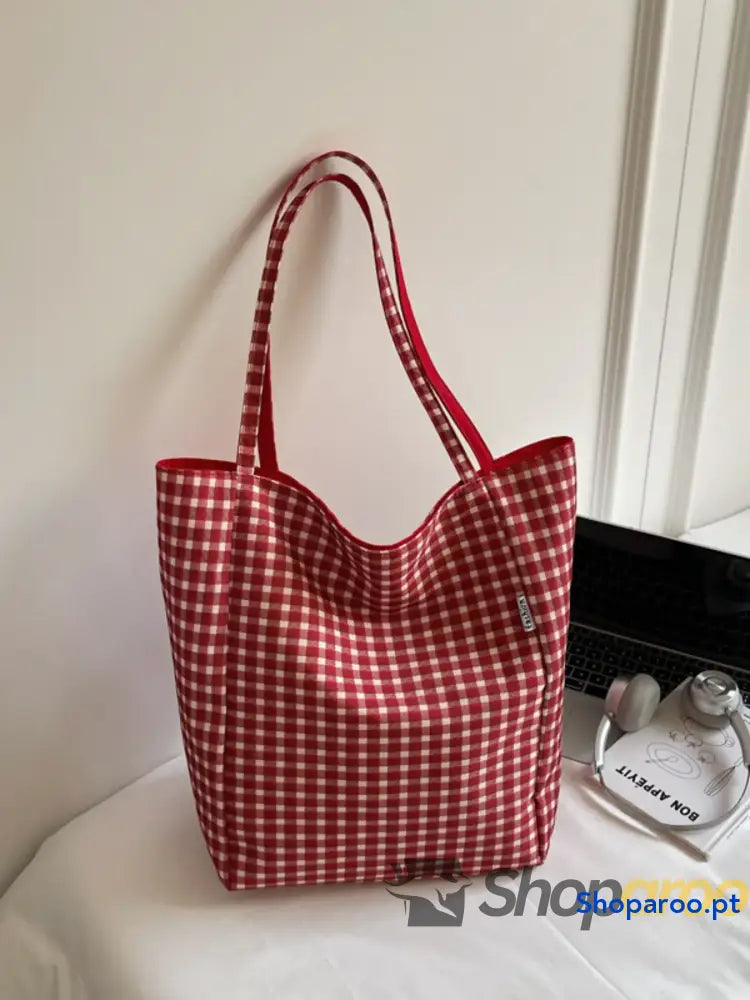 Plaid Pattern Tote Bag