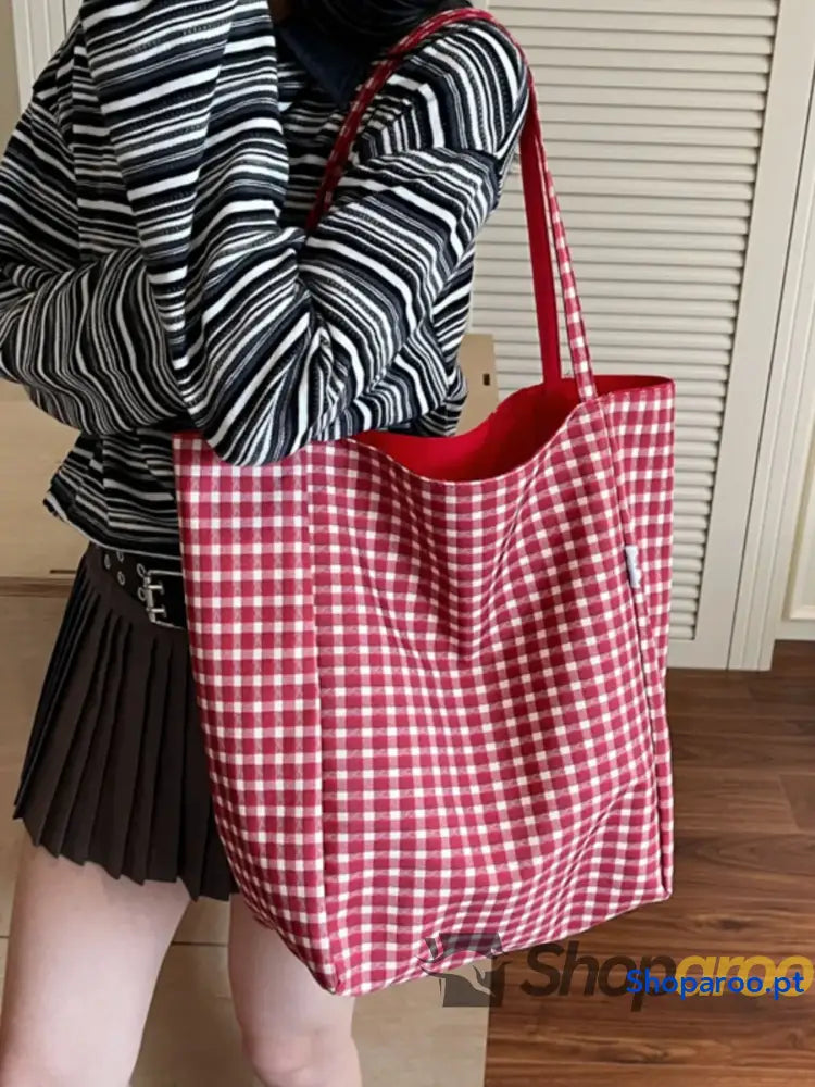 Plaid Pattern Tote Bag