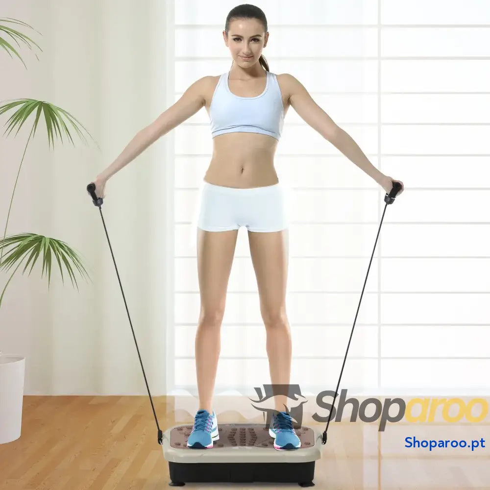 Plataforma de Vibração com Bandas Elásticas para Fitness 200W 120kg