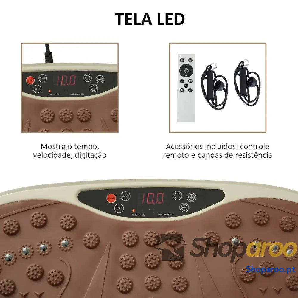Plataforma de Vibração com Bandas Elásticas para Fitness 200W 120kg