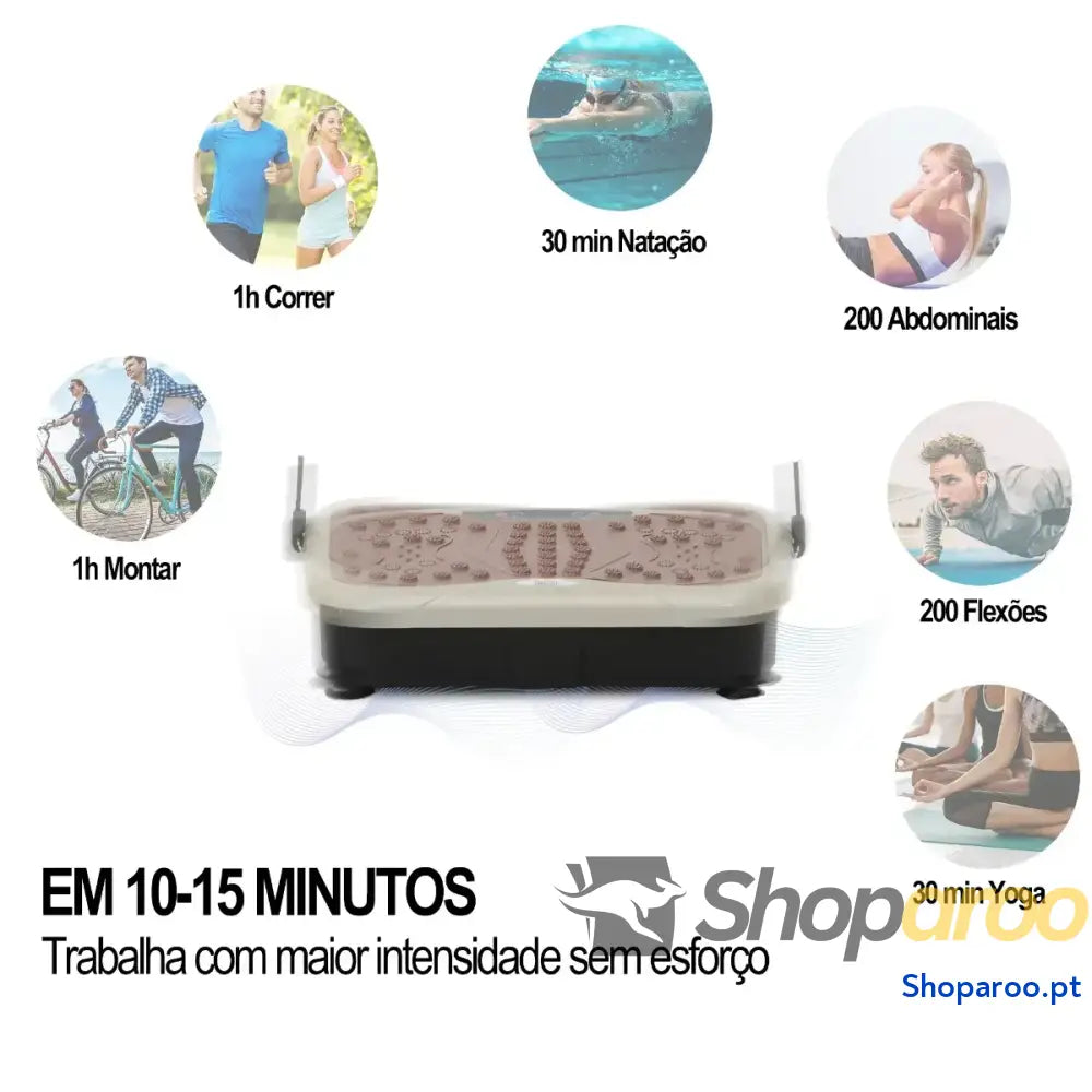 Plataforma de Vibração com Bandas Elásticas para Fitness 200W 120kg