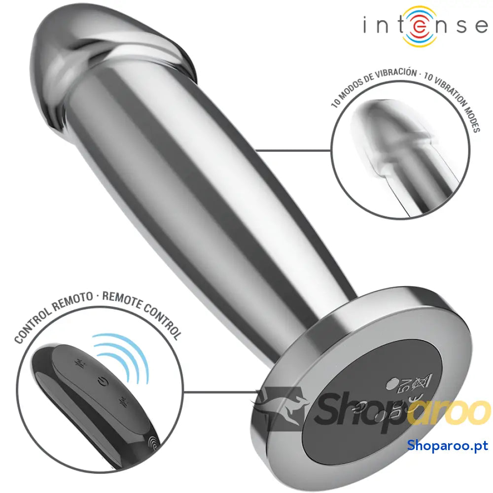PLUG ANAL 10 VIBRAÇÕES DILDO DE METAL COM CONTROLE REMOTO M