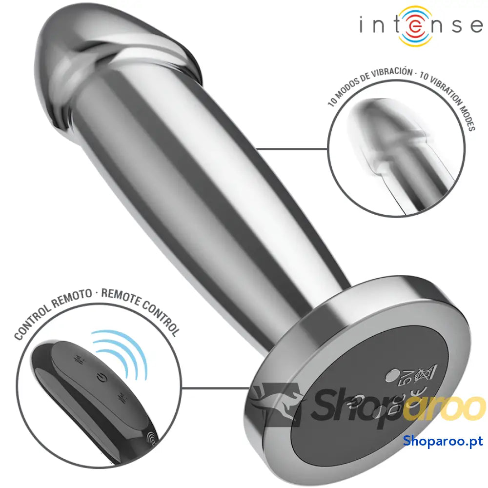PLUG ANAL 10 VIBRAÇÕES DILDO DE METAL COM CONTROLE REMOTO S