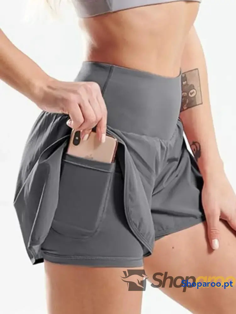 Pocketed High Waist Active Shorts