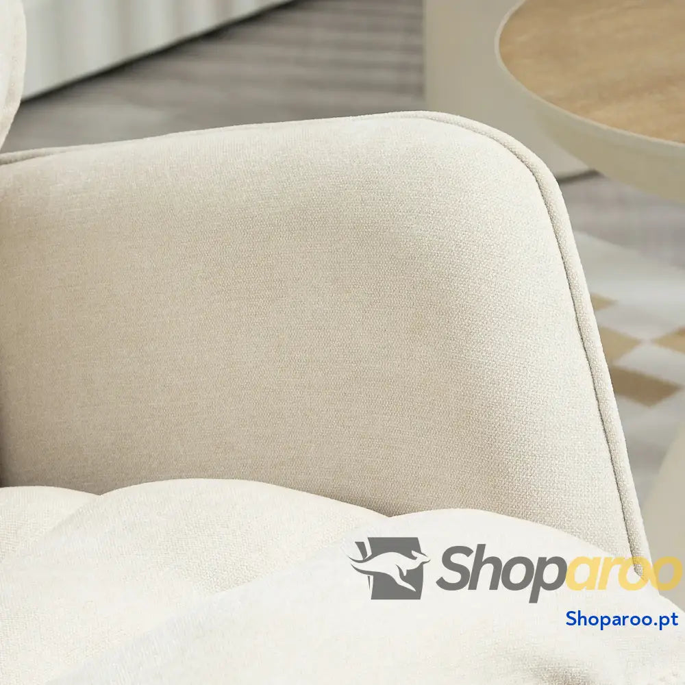 Poltrona Baloiço Estofada em Chenilla com Pés de Madeira Faia e Apoio para os Braços Lactância 71x98,5x97 cm Bege