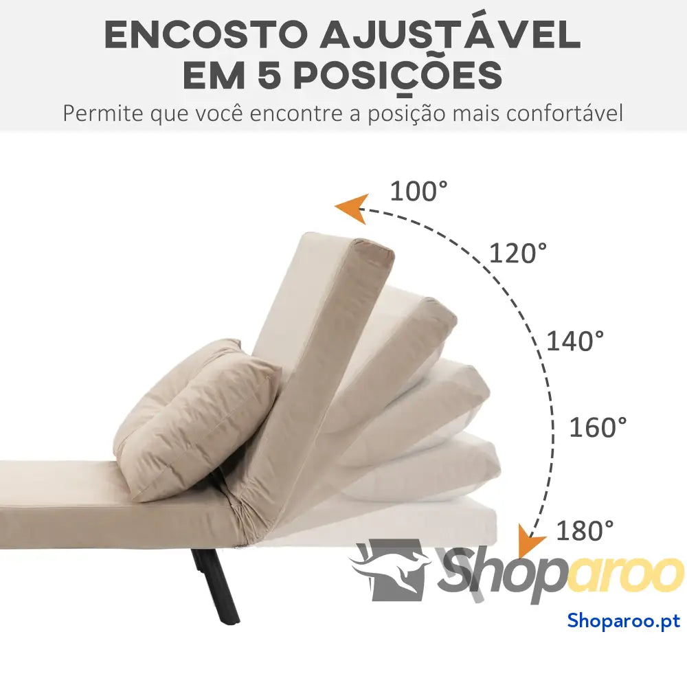 Poltrona Convertível em Cama 3 1 com Encosto Ajustável 5 Níveis 63x73x81 cm Bege