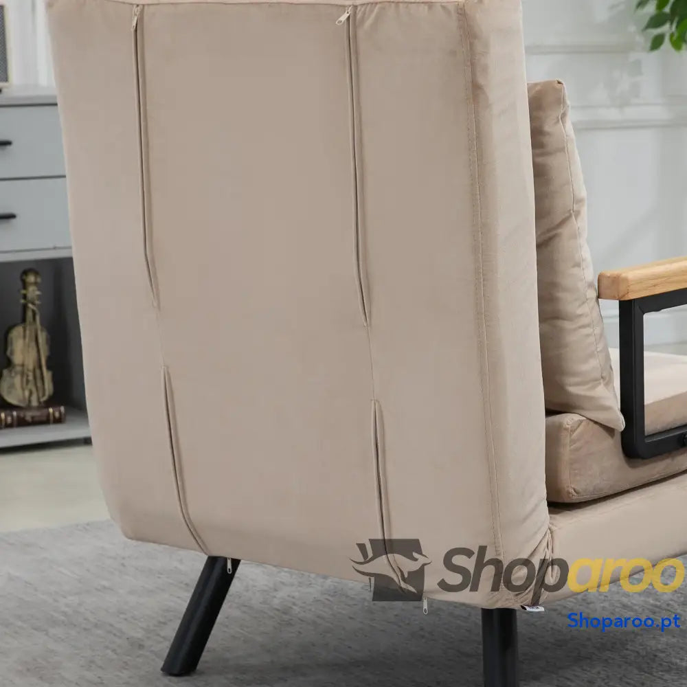 Poltrona Convertível em Cama 3 1 com Encosto Ajustável 5 Níveis 63x73x81 cm Bege