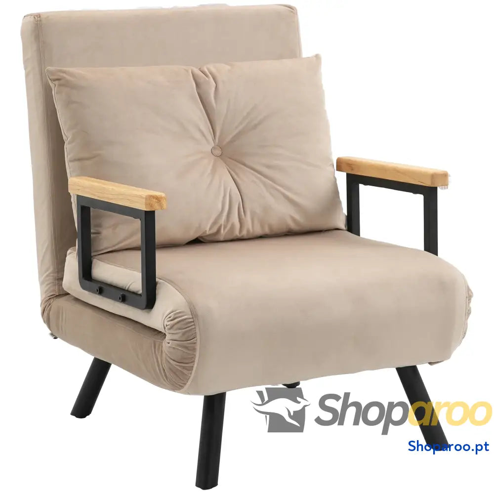 Poltrona Convertível em Cama 3 1 com Encosto Ajustável 5 Níveis 63x73x81 cm Bege