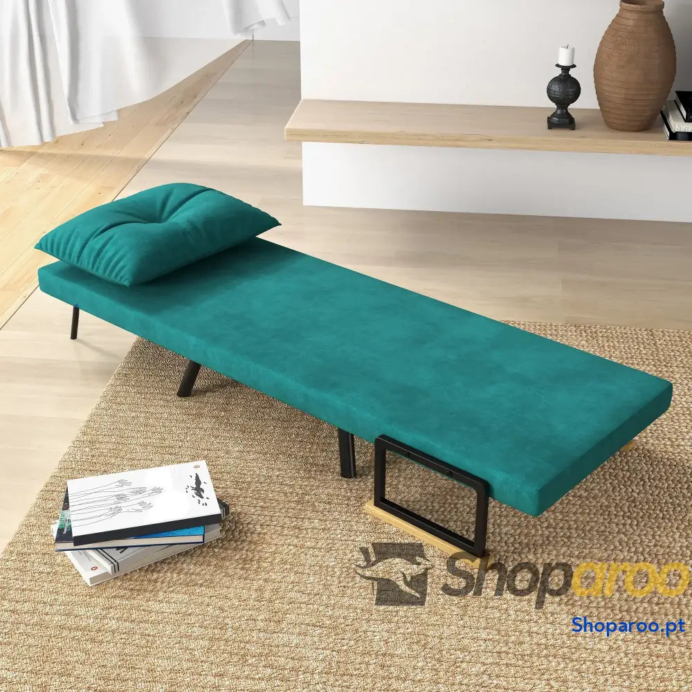 Poltrona Convertível em Cama Dobrável com Encosto Ajustável 5 Níveis e Almofada Acolchoada Carga 120 kg 63x73x81 cm