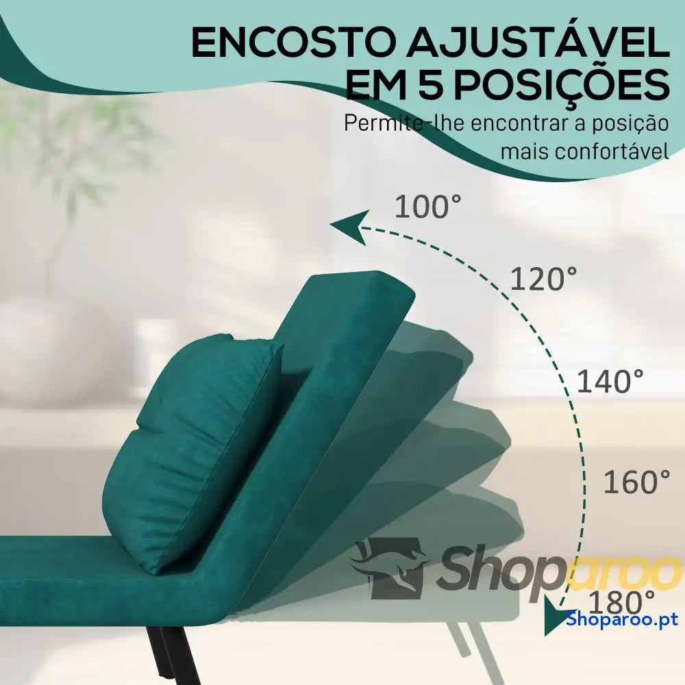 Poltrona Convertível em Cama Dobrável com Encosto Ajustável 5 Níveis e Almofada Acolchoada Carga 120 kg 63x73x81 cm