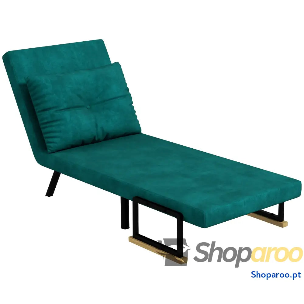 Poltrona Convertível em Cama Dobrável com Encosto Ajustável 5 Níveis e Almofada Acolchoada Carga 120 kg 63x73x81 cm