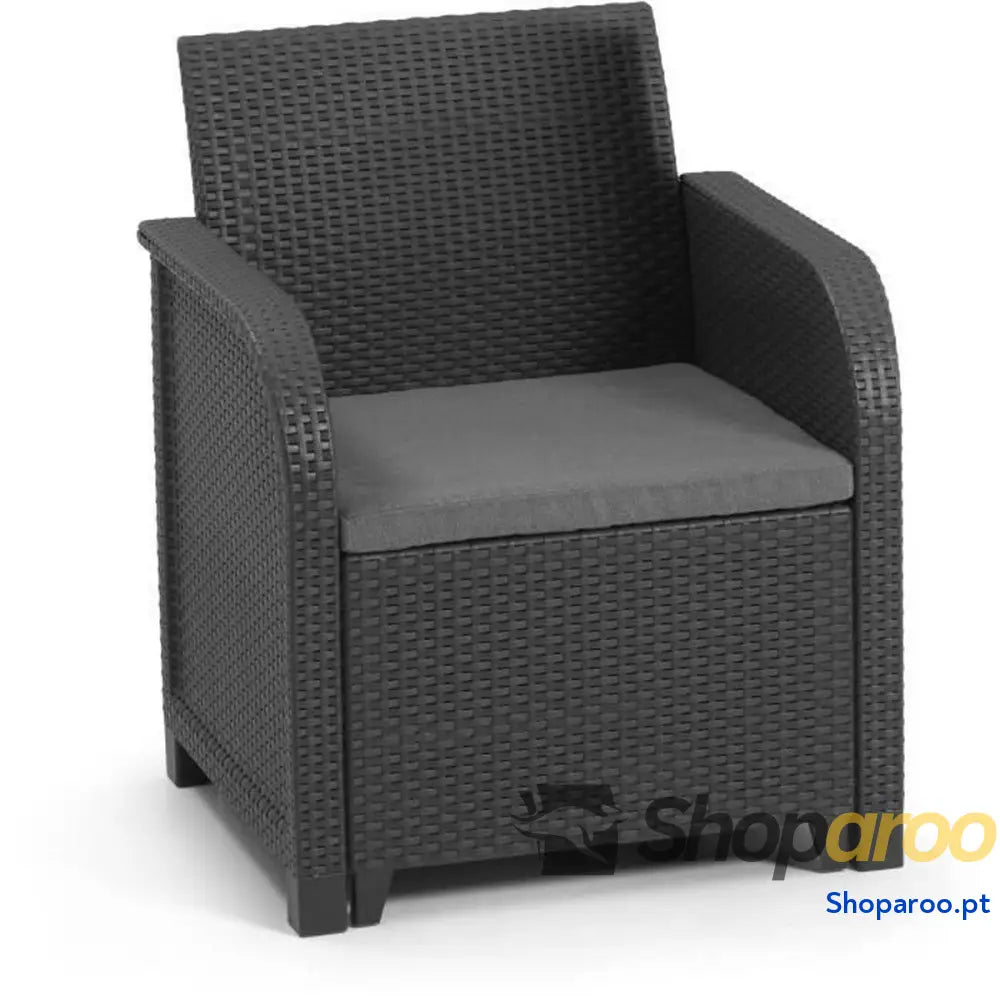 Poltrona de jardim Allibert by KETER San Remo Rotim sintético Cinzento escuro PP (65 x 63 x 74 cm)