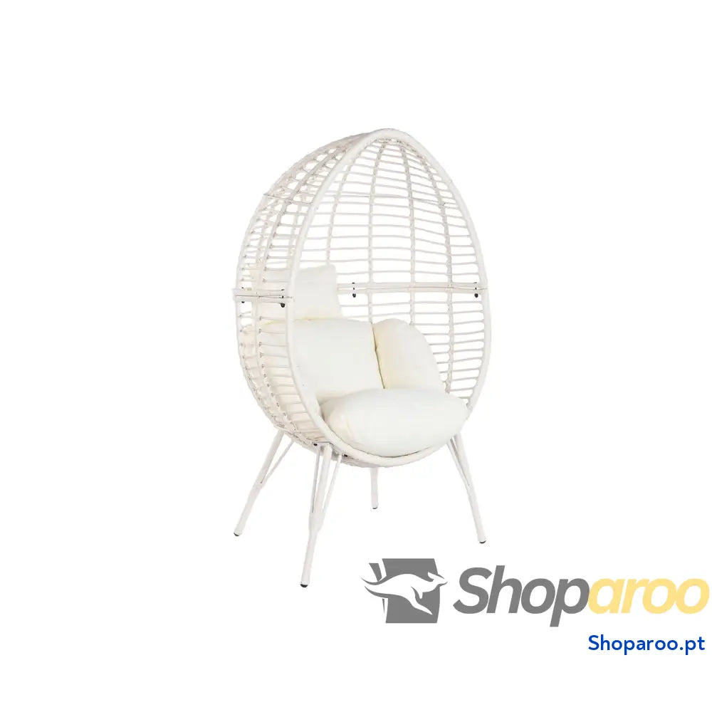 Poltrona de jardim DKD Home Decor 90 x 65 x 151 cm Metal Rotim sintético Branco