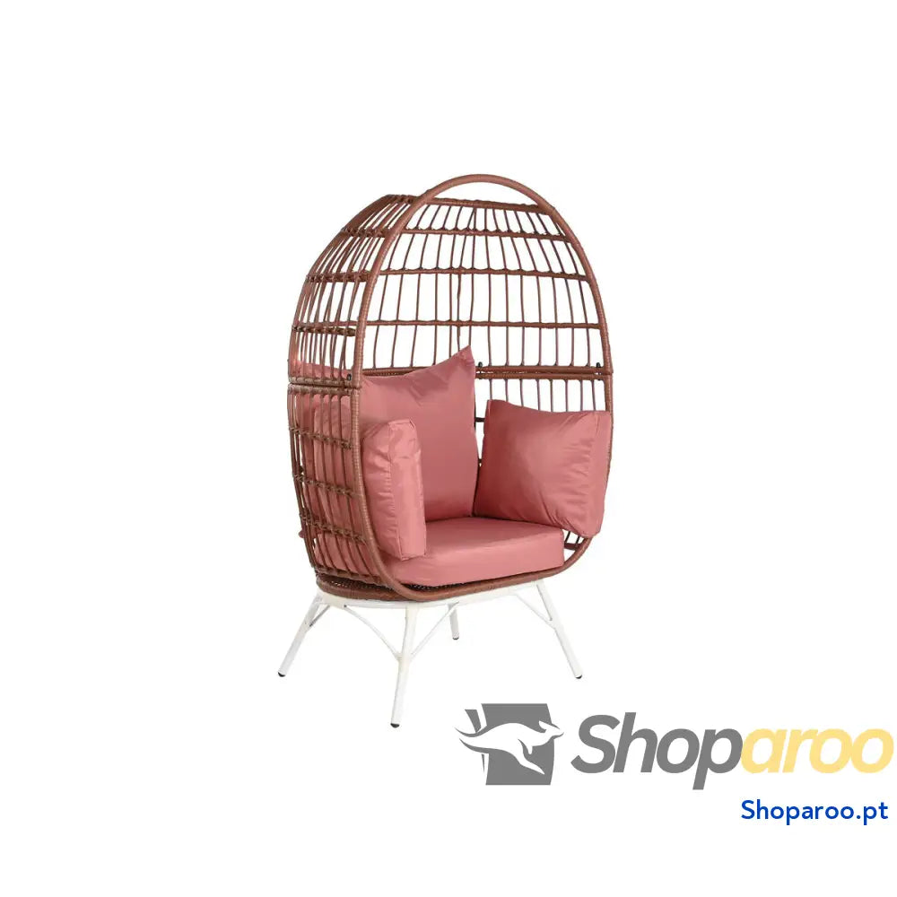 Poltrona de jardim DKD Home Decor 99 x 71 x 147 cm Metal Terracota Rotim sintético Branco