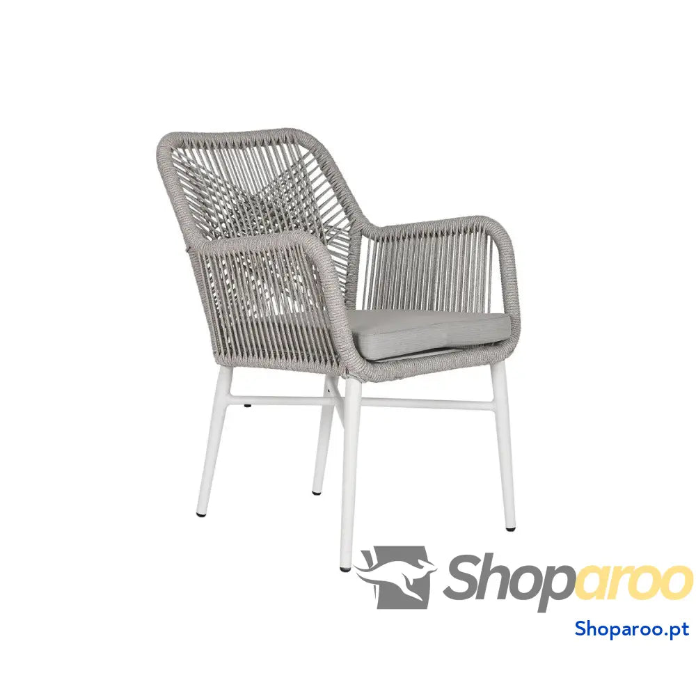 Poltrona de jardim Home ESPRIT Branco Cinzento Alumínio Rotim sintético 57 x 63 x 84 cm