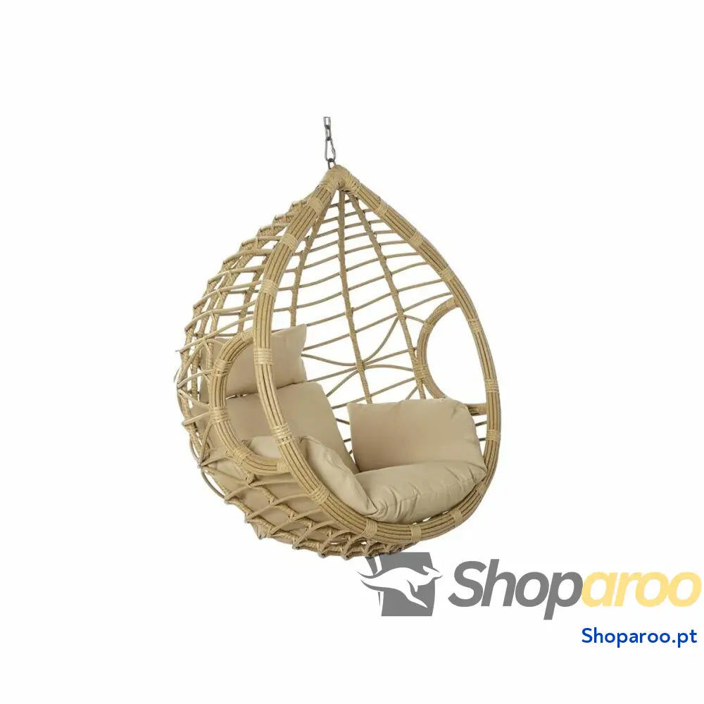 Poltrona de jardim suspensa DKD Home Decor 90 x 70 x 110 cm 105 x 75 x 226 cm Bege Metal Castanho Rotim sintético