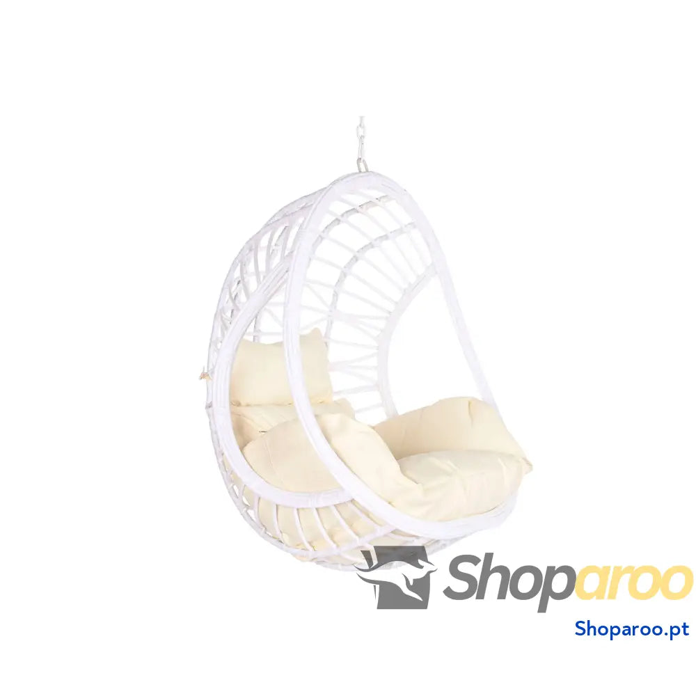 Poltrona de jardim suspensa DKD Home Decor 90 x 70 x 110 cm Metal Rotim sintético Branco