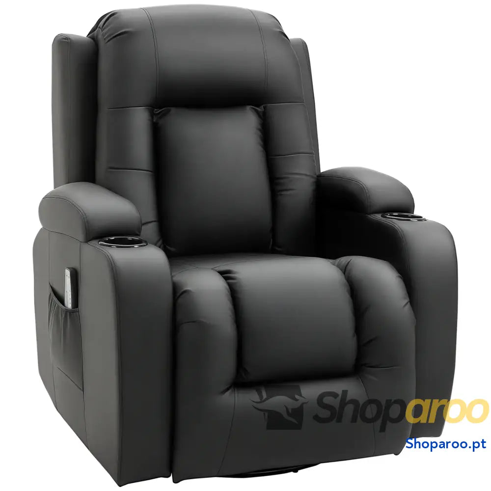 Poltrona de Massagem Reclinável até 150° com 8 Pontos por Vibração Função Aquecimento 85x94x104 cm Preto