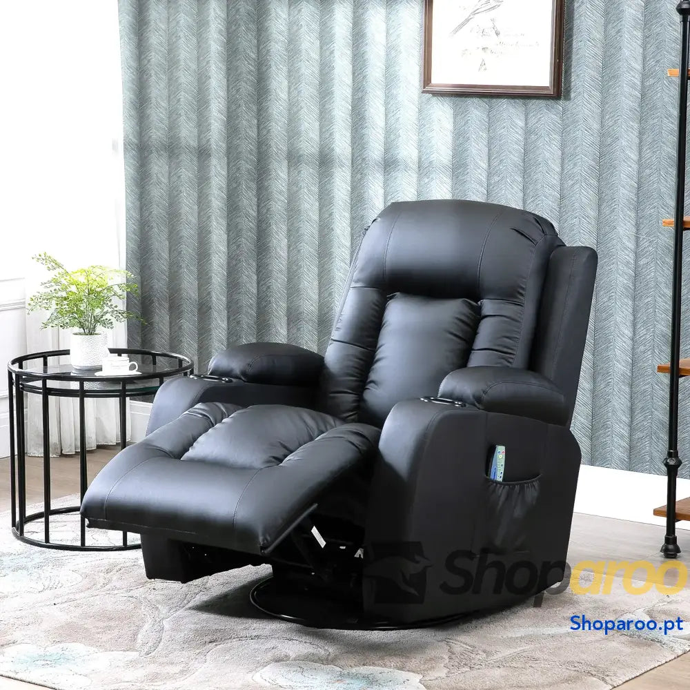 Poltrona de Massagem Reclinável até 150° com 8 Pontos por Vibração Função Aquecimento 85x94x104 cm Preto