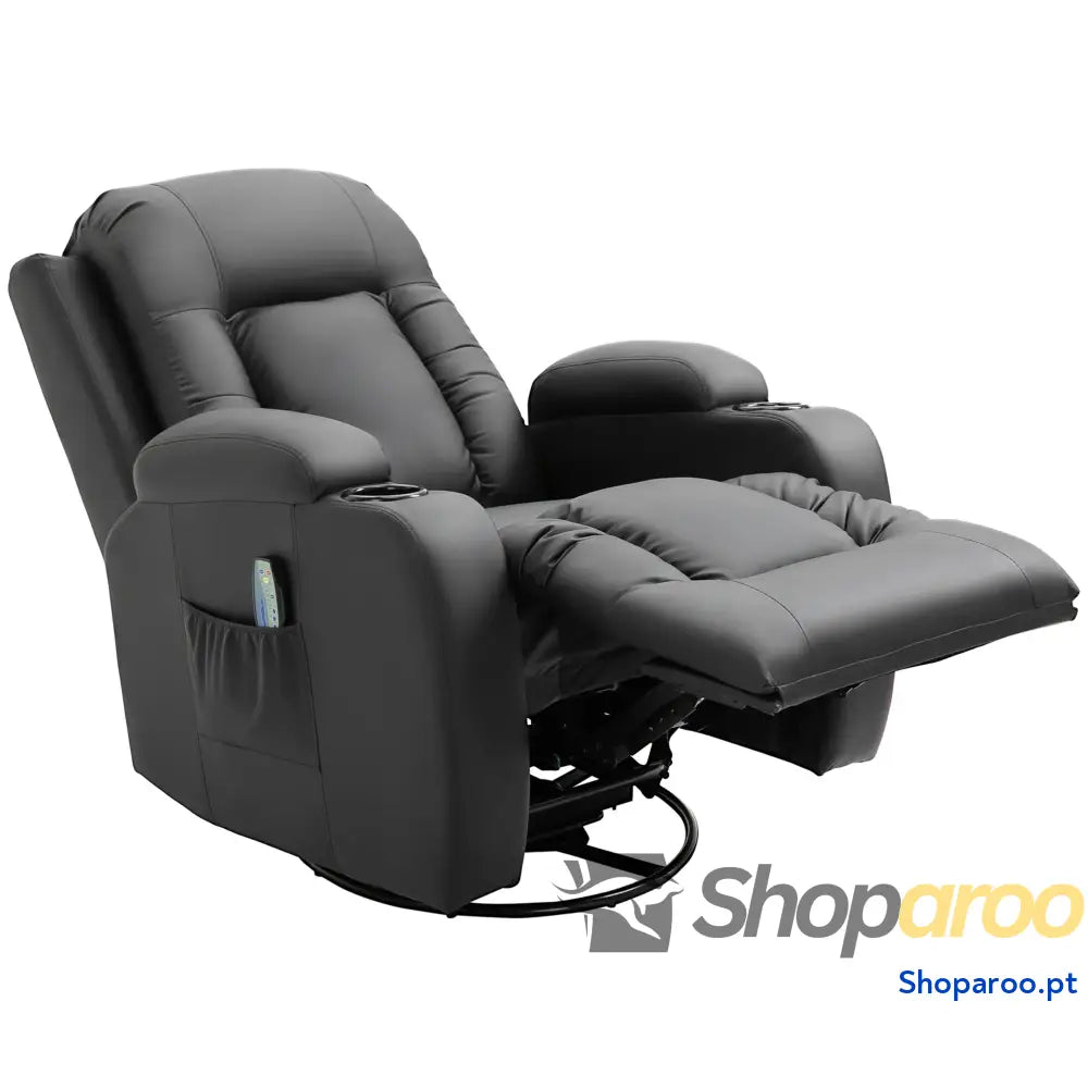 Poltrona de Massagem Reclinável até 150° com 8 Pontos por Vibração Função Aquecimento 85x94x104 cm Preto