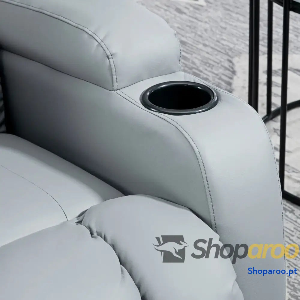 Poltrona de Massagem Reclinável até 150° com 8 Pontos por Vibração Função Aquecimento 85x94x104 cm Cinza
