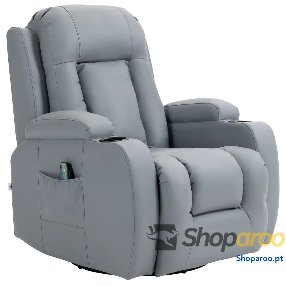 Poltrona de Massagem Reclinável até 150° com 8 Pontos por Vibração Função Aquecimento 85x94x104 cm Cinza