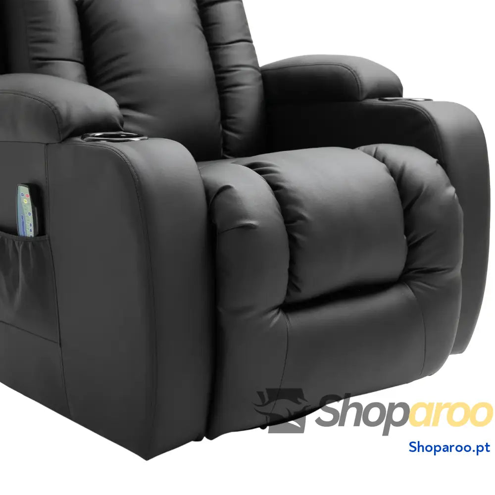 Poltrona de Massagem Reclinável até 150° com 8 Pontos por Vibração Função Aquecimento 85x94x104 cm Preto