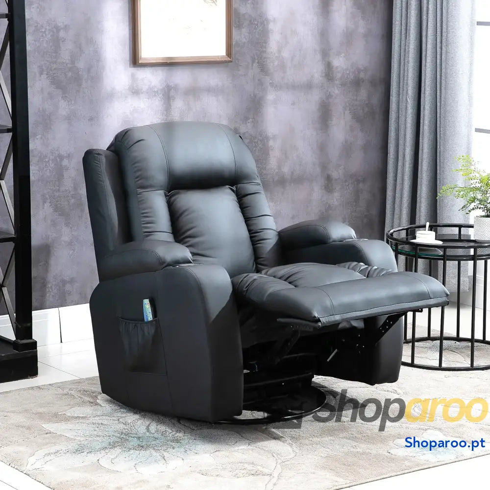 Poltrona de Massagem Reclinável até 150° com 8 Pontos por Vibração Função Aquecimento 85x94x104 cm Preto