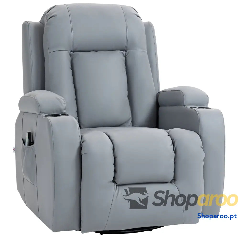 Poltrona de Massagem Reclinável até 150° com 8 Pontos por Vibração Função Aquecimento 85x94x104 cm Cinza