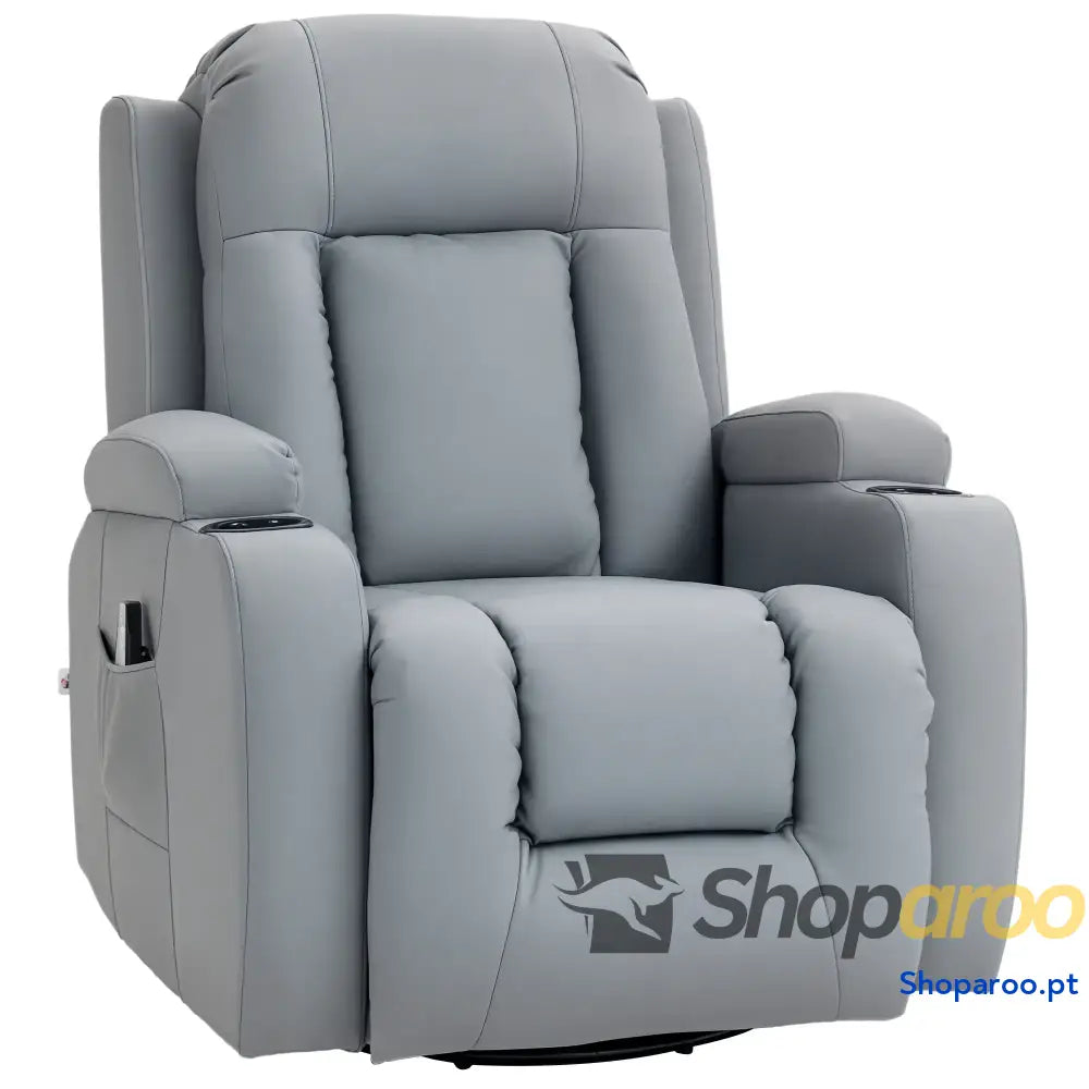Poltrona de Massagem Reclinável até 150° com 8 Pontos por Vibração Função Aquecimento 85x94x104 cm Cinza