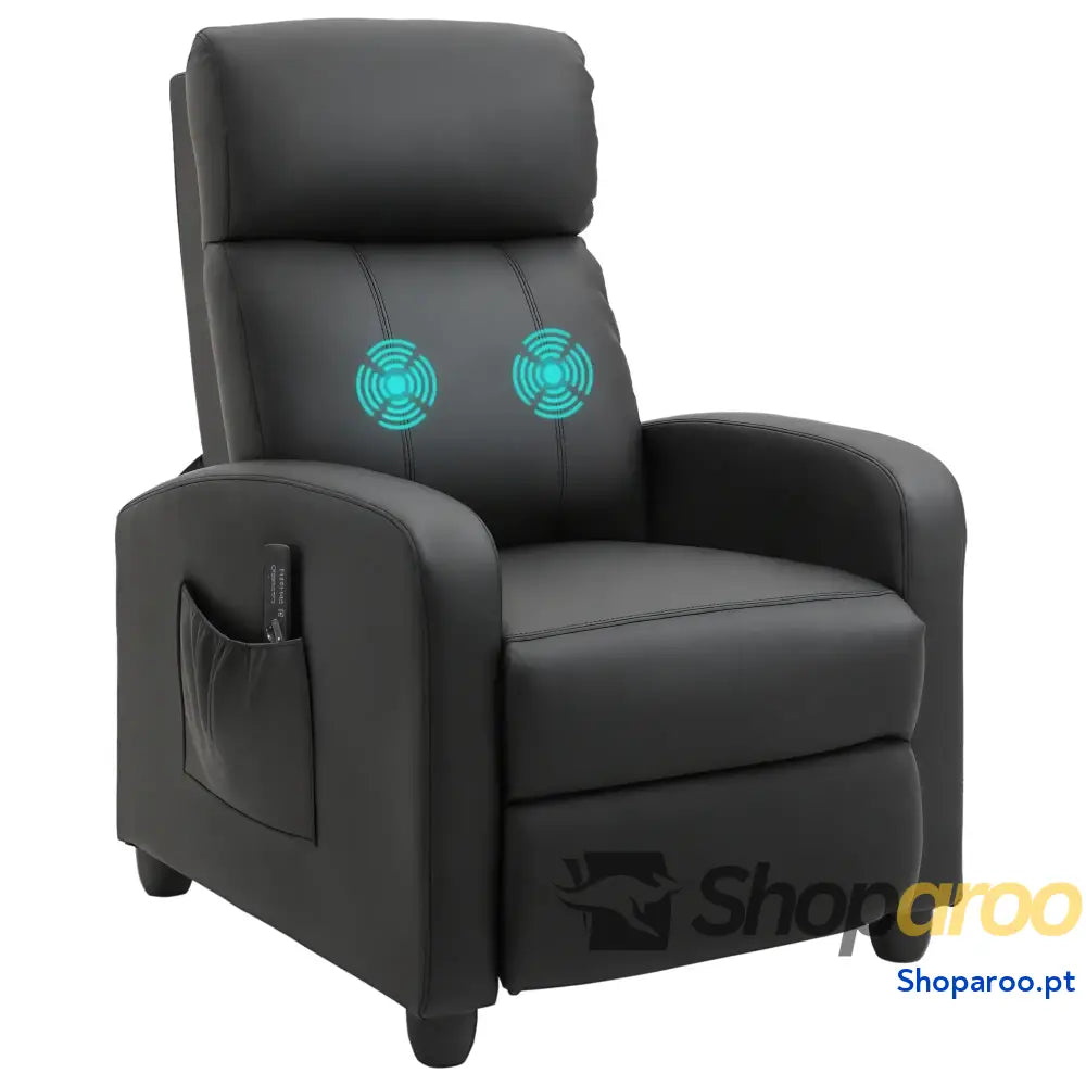 Poltrona de Massagem Reclinável com 2 Zonas 8 Programas e 5 Níveis Intensidade 68x88x98 cm Preto
