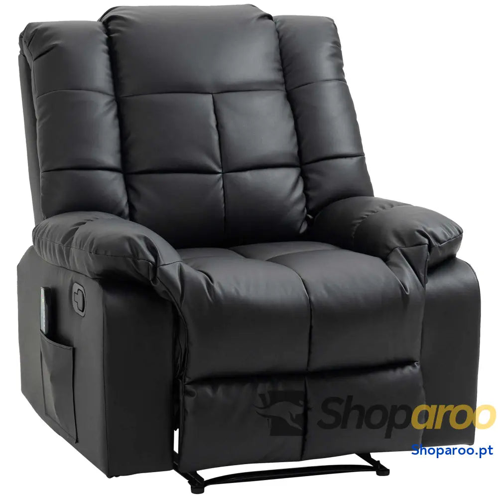 Poltrona de Massagem Relax Reclinável com 8 Pontos Controlo Remoto Estofada em PU 94x99x99 cm Creme