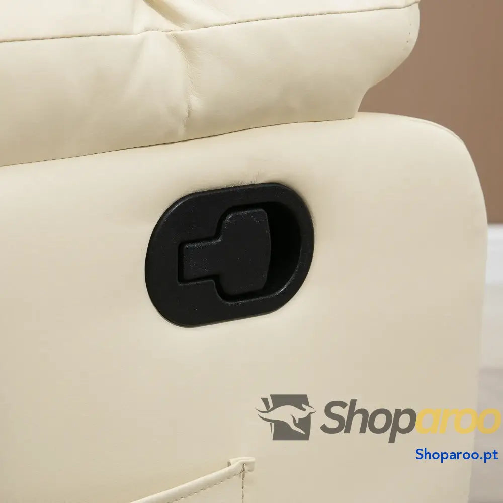 Poltrona de Massagem Relax Reclinável com 8 Pontos Controlo Remoto Estofada em PU 94x99x99 cm Creme