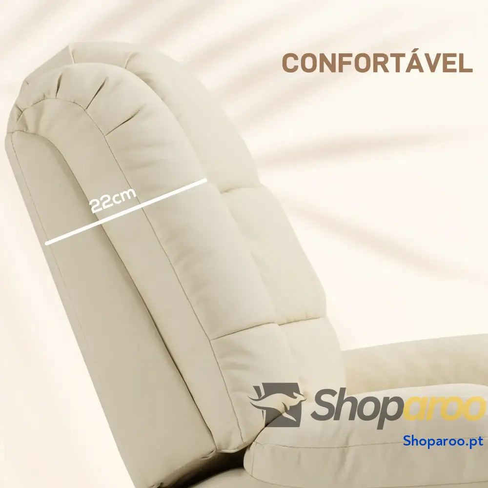 Poltrona de Massagem Relax Reclinável com 8 Pontos Controlo Remoto Estofada em PU 94x99x99 cm Creme