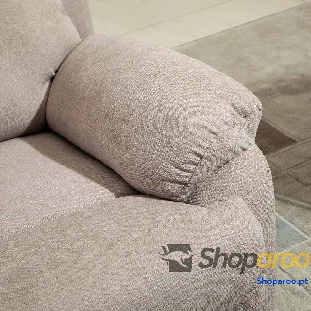 Poltrona Reclinável De Sala de Estar Relax Manual com Apoio para os Pés 93x88x102 cm Bege