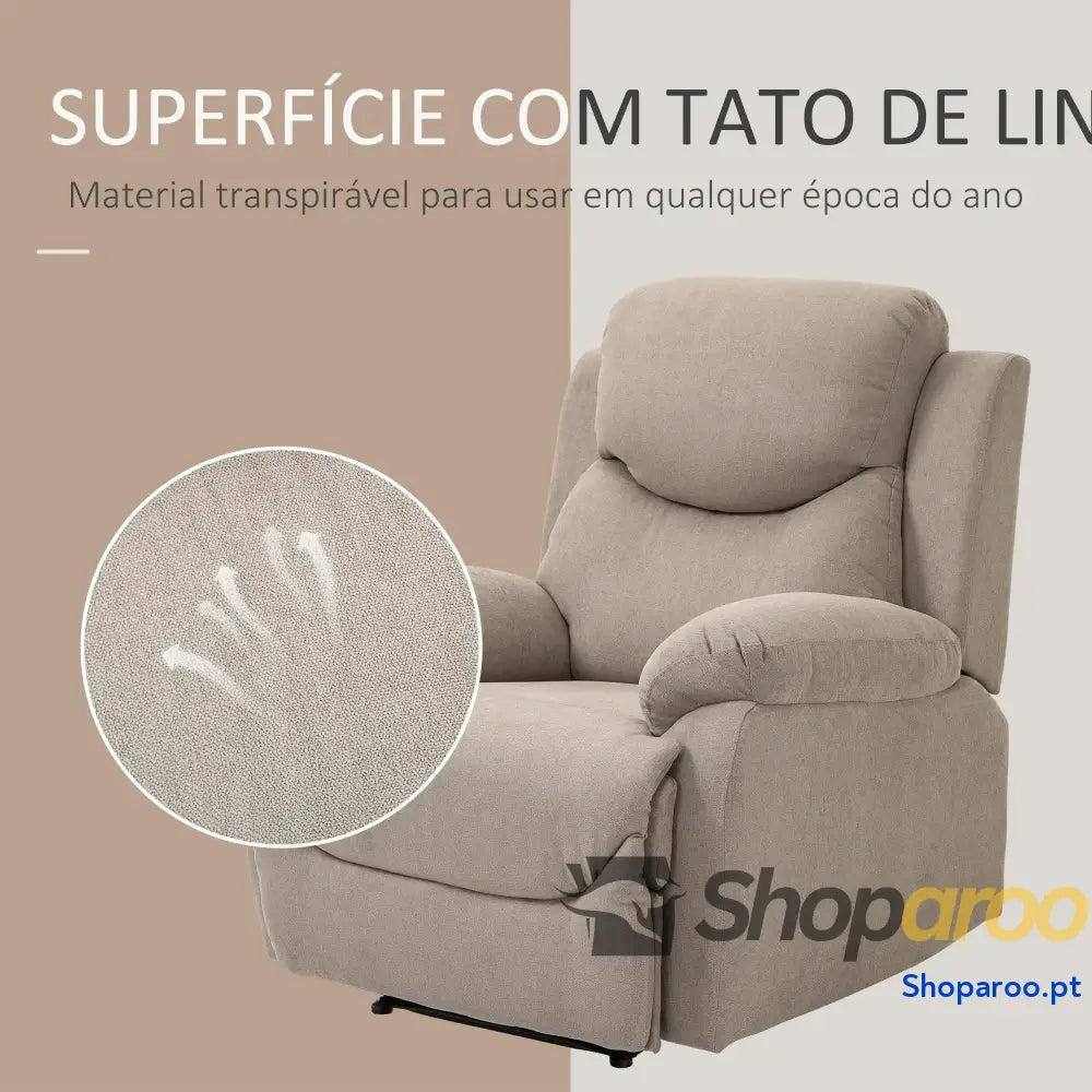 Poltrona Reclinável De Sala de Estar Relax Manual com Apoio para os Pés 93x88x102 cm Bege