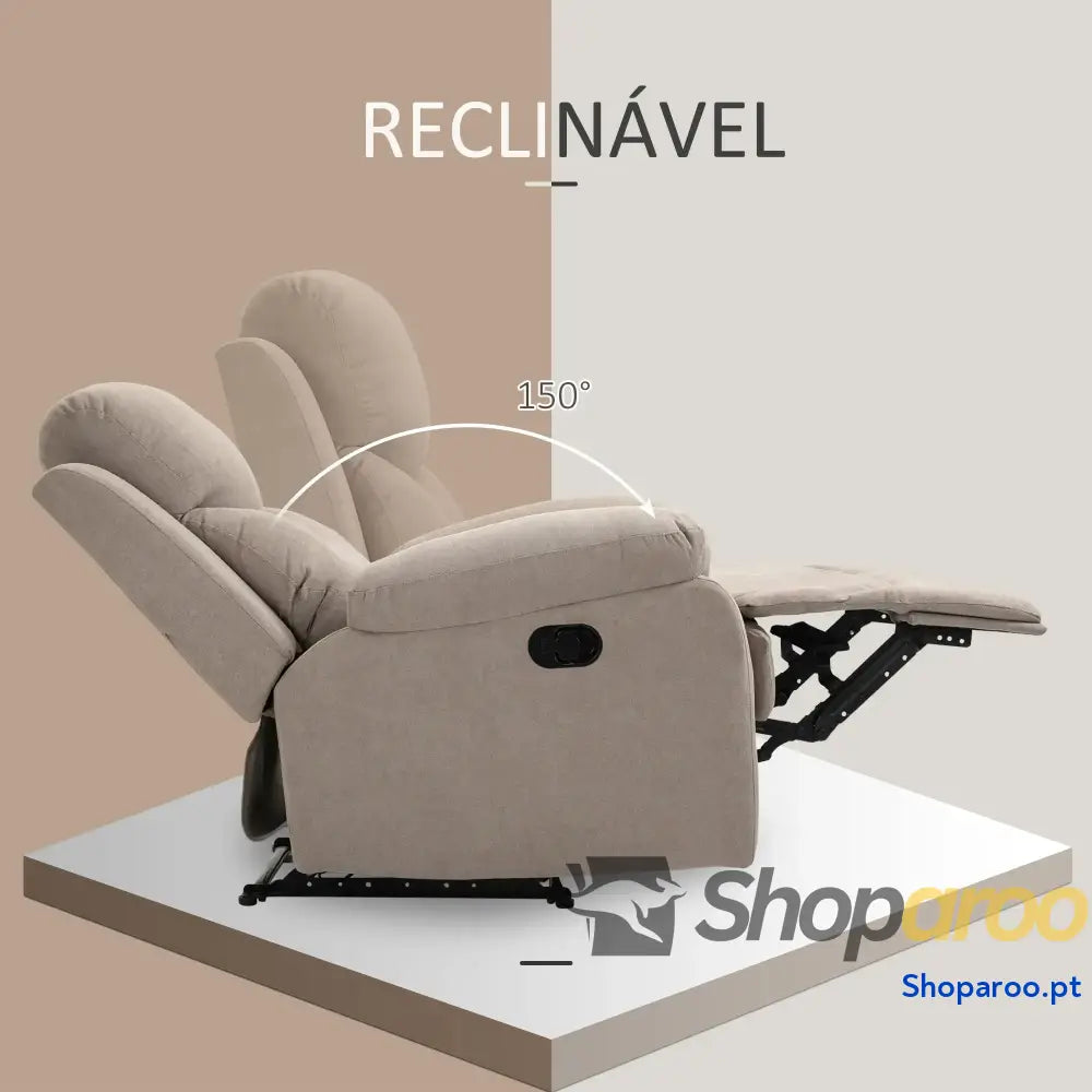 Poltrona Reclinável De Sala de Estar Relax Manual com Apoio para os Pés 93x88x102 cm Bege