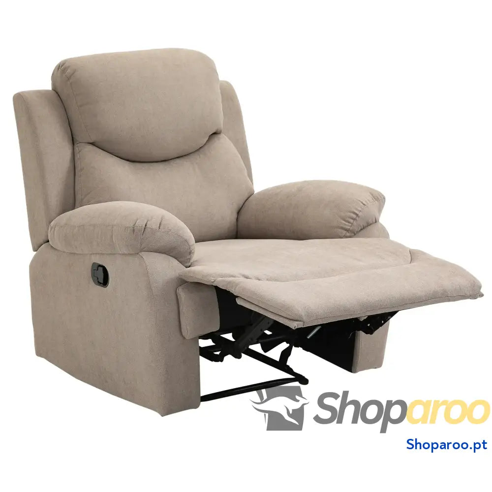 Poltrona Reclinável De Sala de Estar Relax Manual com Apoio para os Pés 93x88x102 cm Bege